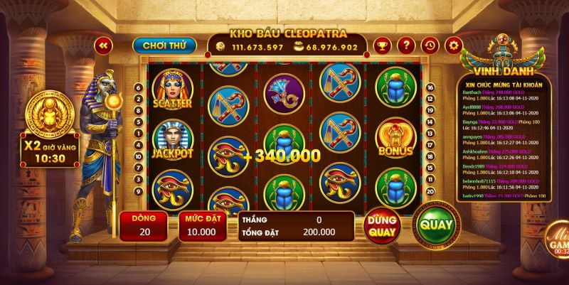 Giao diện gồm 5 guồng quay (reels) và 3 hàng (rows)